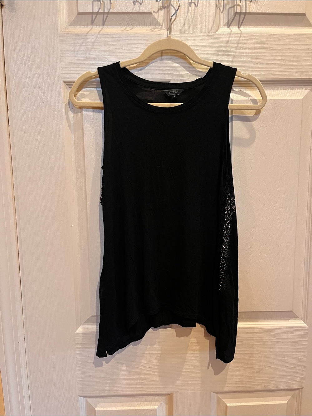 Guess Vintage  Black Women's Sleeveless Tank with Side Embellishment